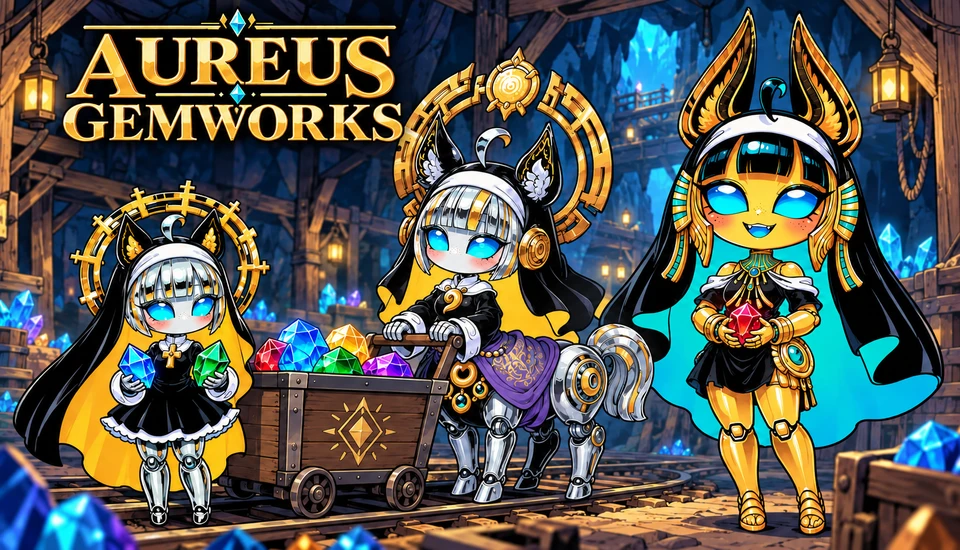 Lilitrion and her friends at work in a gem factory